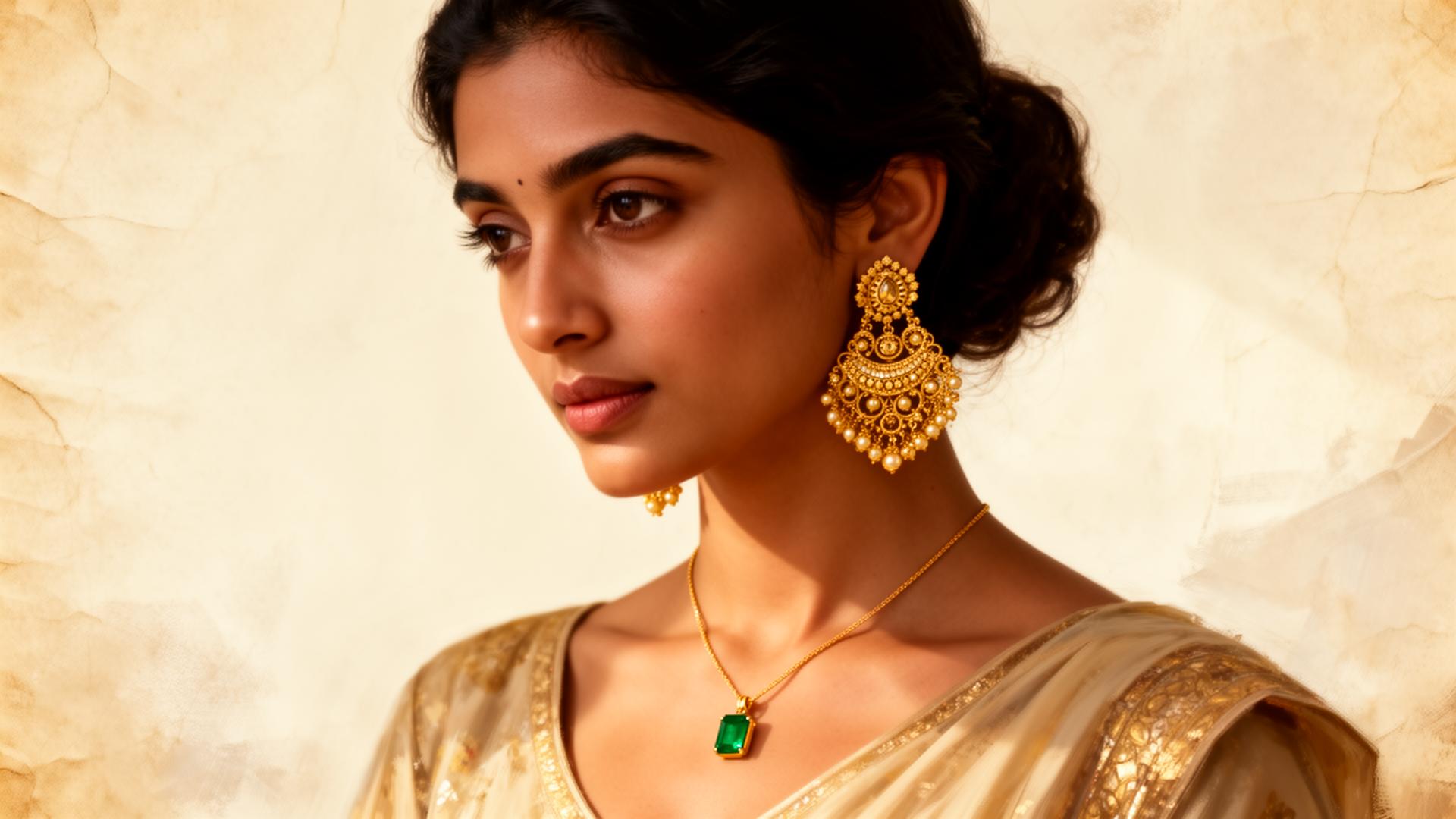 Editorial portrait of a woman wearing House of Parvani jewellery